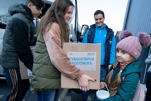Verteilung von Hilfsgütern in der Ukraine