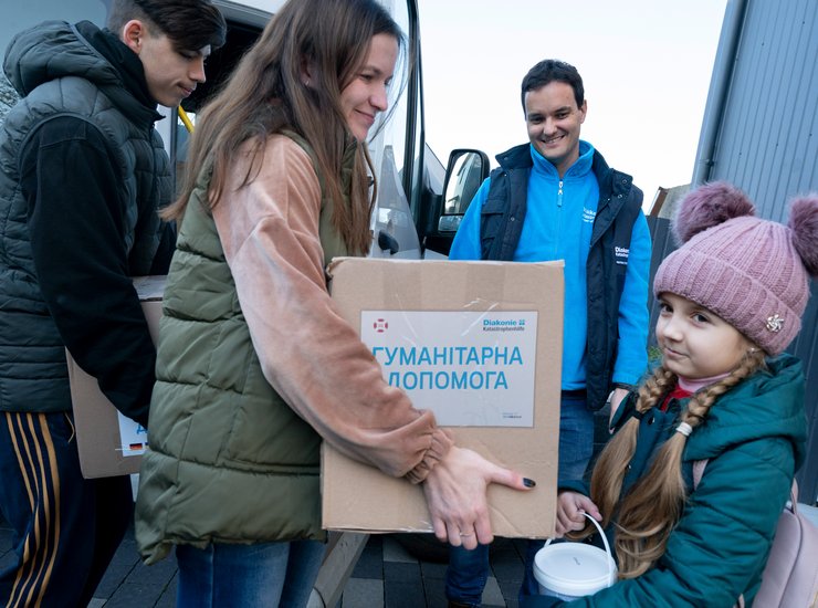 Verteilung von Hilfsgütern in der Ukraine